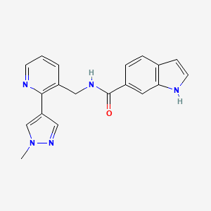 molecular formula C19H17N5O B2404292 N-((2-(1-methyl-1H-pyrazol-4-yl)pyridin-3-yl)methyl)-1H-indole-6-carboxamide CAS No. 2034522-24-0