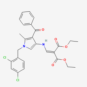 molecular formula C27H26Cl2N2O5 B2404304 diethyl 2-({[4-benzoyl-1-(2,4-dichlorobenzyl)-5-methyl-1H-pyrrol-3-yl]amino}methylene)malonate CAS No. 339028-63-6
