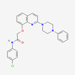molecular formula C27H25ClN4O2 B2404305 N-(4-chlorophenyl)-2-((2-(4-phenylpiperazin-1-yl)quinolin-8-yl)oxy)acetamide CAS No. 941989-85-1