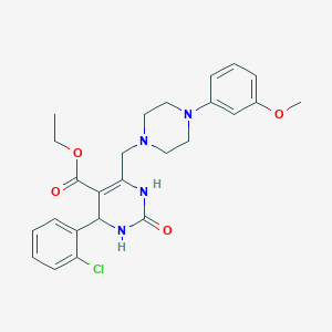 molecular formula C25H29ClN4O4 B2404332 Ethyl 4-(2-chlorophenyl)-6-{[4-(3-methoxyphenyl)piperazin-1-yl]methyl}-2-oxo-1,2,3,4-tetrahydropyrimidine-5-carboxylate CAS No. 1260995-83-2
