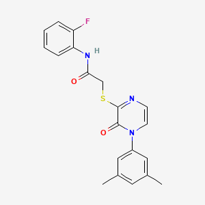 2-[4-(3,5-dimethylphenyl)-3-oxopyrazin-2-yl]sulfanyl-N-(2-fluorophenyl)acetamide