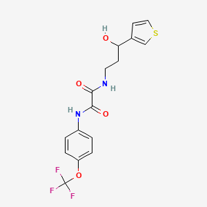 molecular formula C16H15F3N2O4S B2404349 N1-(3-hydroxy-3-(thiophen-3-yl)propyl)-N2-(4-(trifluoromethoxy)phenyl)oxalamide CAS No. 2034520-68-6