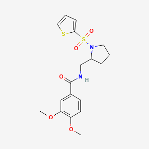 3,4-dimethoxy-N-((1-(thiophen-2-ylsulfonyl)pyrrolidin-2-yl)methyl)benzamide