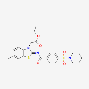 (Z)-ethyl 2-(6-methyl-2-((4-(piperidin-1-ylsulfonyl)benzoyl)imino)benzo[d]thiazol-3(2H)-yl)acetate