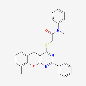 N-methyl-2-((9-methyl-2-phenyl-5H-chromeno[2,3-d]pyrimidin-4-yl)thio)-N-phenylacetamide