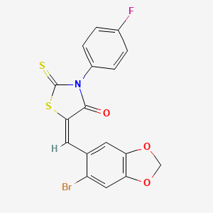 (5E)-5-[(6-bromo-1,3-benzodioxol-5-yl)methylidene]-3-(4-fluorophenyl)-2-sulfanylidene-1,3-thiazolidin-4-one