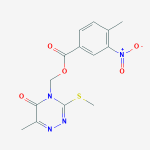 molecular formula C14H14N4O5S B2404370 (6-Methyl-3-methylsulfanyl-5-oxo-1,2,4-triazin-4-yl)methyl 4-methyl-3-nitrobenzoate CAS No. 877643-13-5