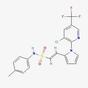 molecular formula C19H15ClF3N3O2S B2404374 (E)-2-[1-[3-chloro-5-(trifluoromethyl)pyridin-2-yl]pyrrol-2-yl]-N-(4-methylphenyl)ethenesulfonamide CAS No. 478080-66-9