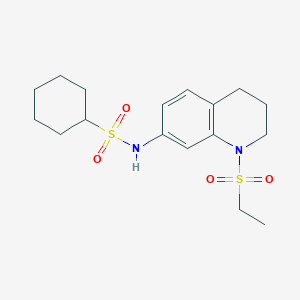 molecular formula C17H26N2O4S2 B2404382 N-(1-(ethylsulfonyl)-1,2,3,4-tetrahydroquinolin-7-yl)cyclohexanesulfonamide CAS No. 941987-11-7