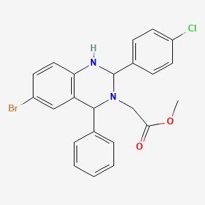 molecular formula C23H20BrClN2O2 B2404385 Methyl 2-[6-bromo-2-(4-chlorophenyl)-4-phenyl-2,4-dihydro-1H-quinazolin-3-yl]acetate CAS No. 378766-22-4