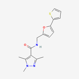 molecular formula C16H17N3O2S B2404390 1,3,5-trimethyl-N-((5-(thiophen-2-yl)furan-2-yl)methyl)-1H-pyrazole-4-carboxamide CAS No. 2034248-76-3