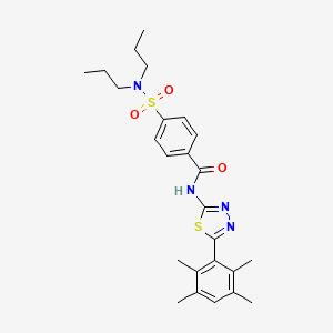 molecular formula C25H32N4O3S2 B2404391 4-(dipropylsulfamoyl)-N-[5-(2,3,5,6-tetramethylphenyl)-1,3,4-thiadiazol-2-yl]benzamide CAS No. 391227-75-1