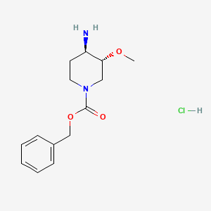 molecular formula C14H21ClN2O3 B2404397 trans-1-Cbz-4-amino-3-methoxypiperidine hcl CAS No. 2173637-15-3; 2177264-15-0