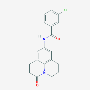 molecular formula C19H17ClN2O2 B2404405 3-chloro-N-(3-oxo-1,2,3,5,6,7-hexahydropyrido[3,2,1-ij]quinolin-9-yl)benzamide CAS No. 898427-44-6