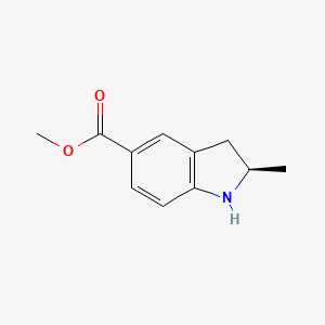 molecular formula C11H13NO2 B2404412 Methyl (2R)-2-methyl-2,3-dihydro-1H-indole-5-carboxylate CAS No. 1388853-95-9