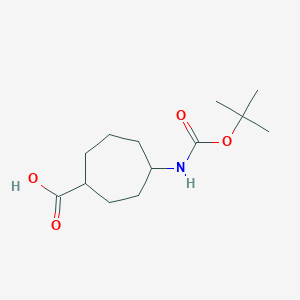 molecular formula C13H23NO4 B2404425 4-[(2-Methylpropan-2-yl)oxycarbonylamino]cycloheptane-1-carboxylic acid CAS No. 2243505-85-1