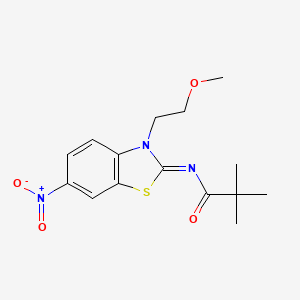 molecular formula C15H19N3O4S B2404426 (Z)-N-(3-(2-methoxyethyl)-6-nitrobenzo[d]thiazol-2(3H)-ylidene)pivalamide CAS No. 1164539-66-5