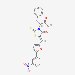 molecular formula C23H16N2O6S2 B2404432 (Z)-2-(5-((5-(3-nitrophenyl)furan-2-yl)methylene)-4-oxo-2-thioxothiazolidin-3-yl)-3-phenylpropanoic acid CAS No. 900134-55-6