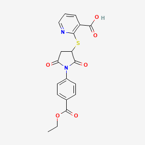 2-((1-(4-(Ethoxycarbonyl)phenyl)-2,5-dioxopyrrolidin-3-yl)thio)nicotinic acid