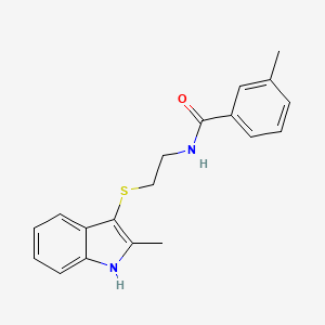 molecular formula C19H20N2OS B2404447 3-methyl-N-(2-((2-methyl-1H-indol-3-yl)thio)ethyl)benzamide CAS No. 687571-46-6