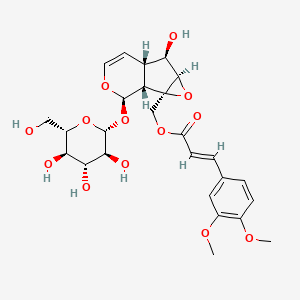 molecular formula C26H32O13 B2404458 [(1R,2R,4R,5R,6S,10R)-5-羟基-10-[(2R,3S,4R,5R,6S)-3,4,5-三羟基-6-(羟甲基)氧杂环己烷-2-基]氧基-3,9-二氧杂三环[4.4.0.02,4]癸-7-烯-2-基]甲基 (E)-3-(3,4-二甲氧基苯基)丙-2-烯酸酯 CAS No. 834155-36-1