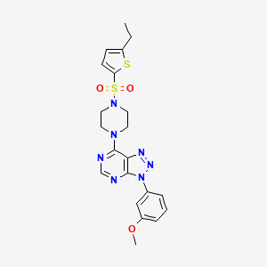 molecular formula C21H23N7O3S2 B2404459 7-(4-((5-ethylthiophen-2-yl)sulfonyl)piperazin-1-yl)-3-(3-methoxyphenyl)-3H-[1,2,3]triazolo[4,5-d]pyrimidine CAS No. 1005295-48-6