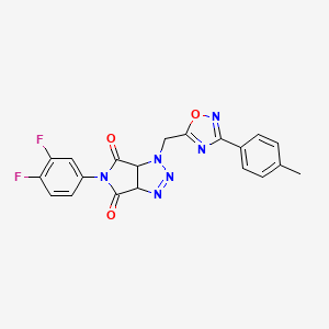 molecular formula C20H14F2N6O3 B2404461 5-(3,4-difluorophenyl)-1-((3-(p-tolyl)-1,2,4-oxadiazol-5-yl)methyl)-1,6a-dihydropyrrolo[3,4-d][1,2,3]triazole-4,6(3aH,5H)-dione CAS No. 1206999-48-5