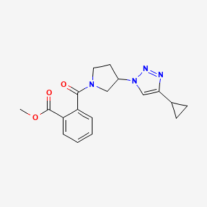 molecular formula C18H20N4O3 B2404464 methyl 2-(3-(4-cyclopropyl-1H-1,2,3-triazol-1-yl)pyrrolidine-1-carbonyl)benzoate CAS No. 2034302-89-9