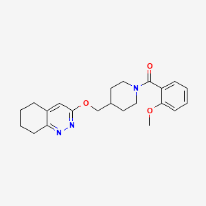 molecular formula C22H27N3O3 B2404472 (2-Methoxyphenyl)(4-(((5,6,7,8-tetrahydrocinnolin-3-yl)oxy)methyl)piperidin-1-yl)methanone CAS No. 2320464-72-8