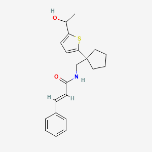 molecular formula C21H25NO2S B2404477 N-((1-(5-(1-hydroxyethyl)thiophen-2-yl)cyclopentyl)methyl)cinnamamide CAS No. 2035004-14-7