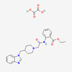 molecular formula C26H30N4O7 B2404484 ethyl 2-(2-(4-((1H-benzo[d]imidazol-1-yl)methyl)piperidin-1-yl)acetamido)benzoate oxalate CAS No. 1351632-88-6