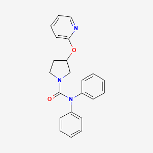 molecular formula C22H21N3O2 B2404486 N,N-diphenyl-3-(pyridin-2-yloxy)pyrrolidine-1-carboxamide CAS No. 1904236-62-9