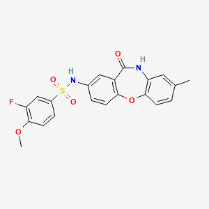 molecular formula C21H17FN2O5S B2404488 3-fluoro-4-methoxy-N-(8-methyl-11-oxo-10,11-dihydrodibenzo[b,f][1,4]oxazepin-2-yl)benzenesulfonamide CAS No. 921897-87-2