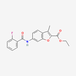 molecular formula C19H16FNO4 B2404500 Ethyl 6-(2-fluorobenzamido)-3-methylbenzofuran-2-carboxylate CAS No. 923147-43-7