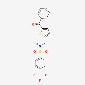 molecular formula C19H14F3NO3S2 B2404503 N-((5-benzoylthiophen-2-yl)methyl)-4-(trifluoromethyl)benzenesulfonamide CAS No. 1797078-66-0