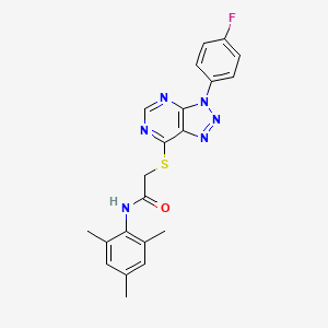 molecular formula C21H19FN6OS B2404535 2-((3-(4-fluorophenyl)-3H-[1,2,3]triazolo[4,5-d]pyrimidin-7-yl)thio)-N-mesitylacetamide CAS No. 863459-93-2