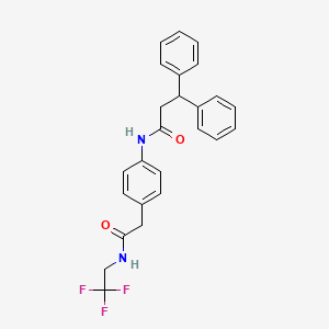 molecular formula C25H23F3N2O2 B2404540 N-(4-(2-oxo-2-((2,2,2-trifluoroethyl)amino)ethyl)phenyl)-3,3-diphenylpropanamide CAS No. 1234809-05-2