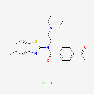 molecular formula C24H30ClN3O2S B2404546 4-acetyl-N-(2-(diethylamino)ethyl)-N-(5,7-dimethylbenzo[d]thiazol-2-yl)benzamide hydrochloride CAS No. 1216957-51-5
