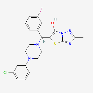 molecular formula C22H21ClFN5OS B2404547 5-((4-(3-Chlorophenyl)piperazin-1-yl)(3-fluorophenyl)methyl)-2-methylthiazolo[3,2-b][1,2,4]triazol-6-ol CAS No. 851810-54-3
