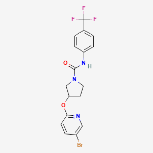 molecular formula C17H15BrF3N3O2 B2404551 3-((5-bromopyridin-2-yl)oxy)-N-(4-(trifluoromethyl)phenyl)pyrrolidine-1-carboxamide CAS No. 1903282-64-3