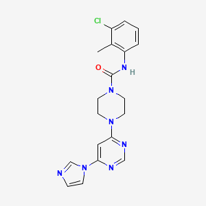 molecular formula C19H20ClN7O B2404557 4-(6-(1H-imidazol-1-yl)pyrimidin-4-yl)-N-(3-chloro-2-methylphenyl)piperazine-1-carboxamide CAS No. 1170949-85-5