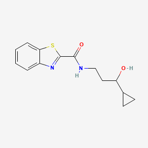 molecular formula C14H16N2O2S B2404589 N-(3-cyclopropyl-3-hydroxypropyl)-1,3-benzothiazole-2-carboxamide CAS No. 1421531-94-3
