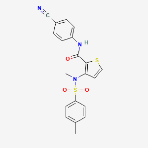 molecular formula C20H17N3O3S2 B2404604 N-(4-cyanophenyl)-3-(N-methyl4-methylbenzenesulfonamido)thiophene-2-carboxamide CAS No. 1115933-70-4
