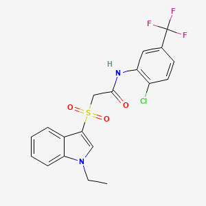 molecular formula C19H16ClF3N2O3S B2404666 N-[2-chloro-5-(trifluoromethyl)phenyl]-2-(1-ethylindol-3-yl)sulfonylacetamide CAS No. 686743-62-4