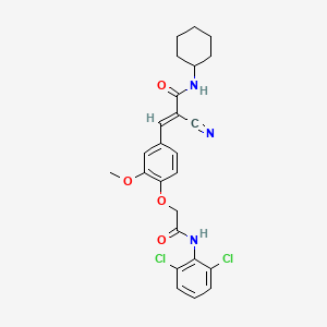 molecular formula C25H25Cl2N3O4 B2404684 (E)-2-cyano-N-cyclohexyl-3-[4-[2-(2,6-dichloroanilino)-2-oxoethoxy]-3-methoxyphenyl]prop-2-enamide CAS No. 735307-45-6
