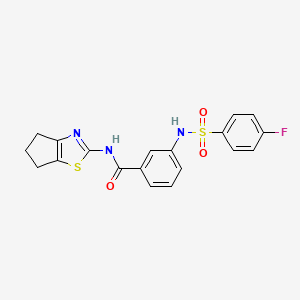 molecular formula C19H16FN3O3S2 B2404725 N-(5,6-dihydro-4H-cyclopenta[d]thiazol-2-yl)-3-(4-fluorophenylsulfonamido)benzamide CAS No. 898440-93-2