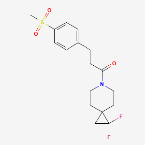 molecular formula C17H21F2NO3S B2404735 1-(1,1-Difluoro-6-azaspiro[2.5]octan-6-yl)-3-(4-(methylsulfonyl)phenyl)propan-1-one CAS No. 2176201-83-3