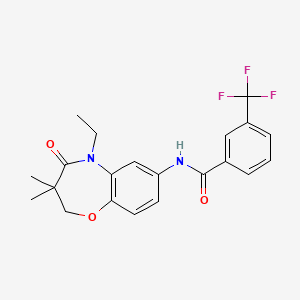 molecular formula C21H21F3N2O3 B2404745 N-(5-ethyl-3,3-dimethyl-4-oxo-2,3,4,5-tetrahydrobenzo[b][1,4]oxazepin-7-yl)-3-(trifluoromethyl)benzamide CAS No. 921559-19-5