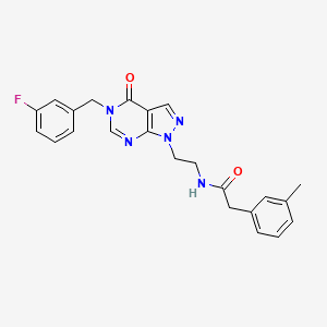 molecular formula C23H22FN5O2 B2404867 N-(2-(5-(3-fluorobenzyl)-4-oxo-4,5-dihydro-1H-pyrazolo[3,4-d]pyrimidin-1-yl)ethyl)-2-(m-tolyl)acetamide CAS No. 921990-72-9