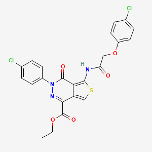 molecular formula C23H17Cl2N3O5S B2404884 ethyl 5-[2-(4-chlorophenoxy)acetamido]-3-(4-chlorophenyl)-4-oxo-3H,4H-thieno[3,4-d]pyridazine-1-carboxylate CAS No. 851950-70-4